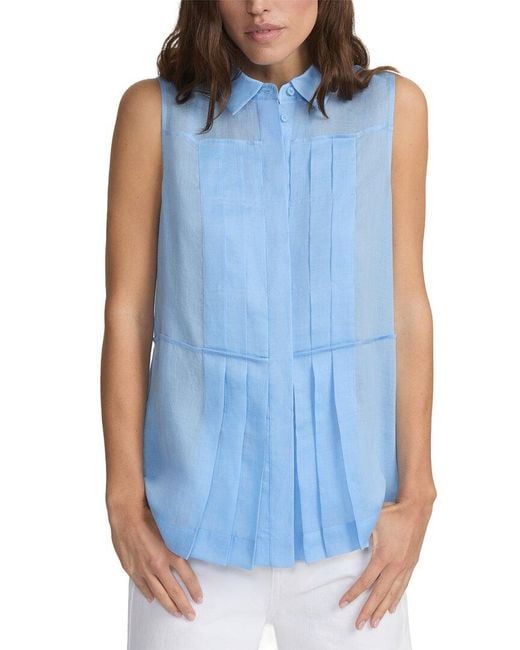 Lafayette 148 New York Blue Button Top