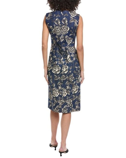 Oscar de la Renta Blue Zip Front Stretch Denim Midi Dress