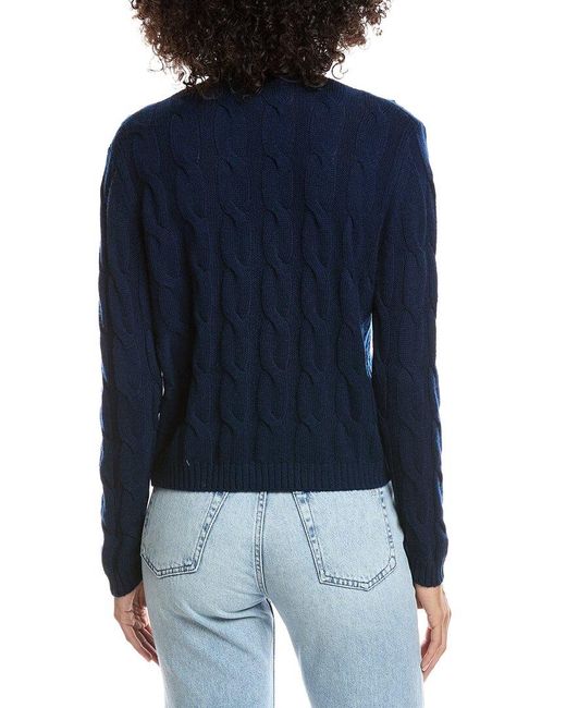 Forte Blue Wool & Cashmere-Blend Cable V-Neck Cardigan