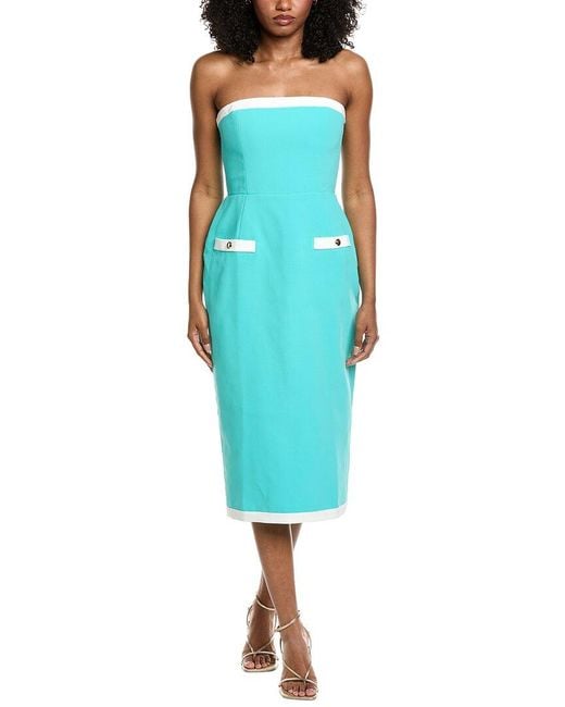 Amanda Uprichard Blue Strapless Martini Midi Dress
