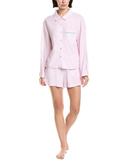 Honeydew Intimates Pink 2Pc Awaken Long Sleeve Shortie Set