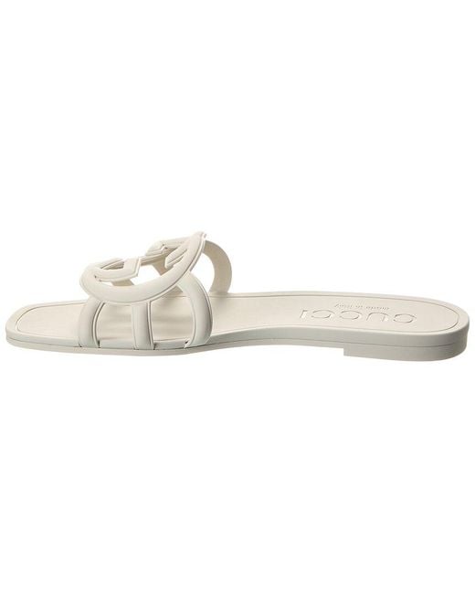 Gucci White Interlocking G Rubber Sandal