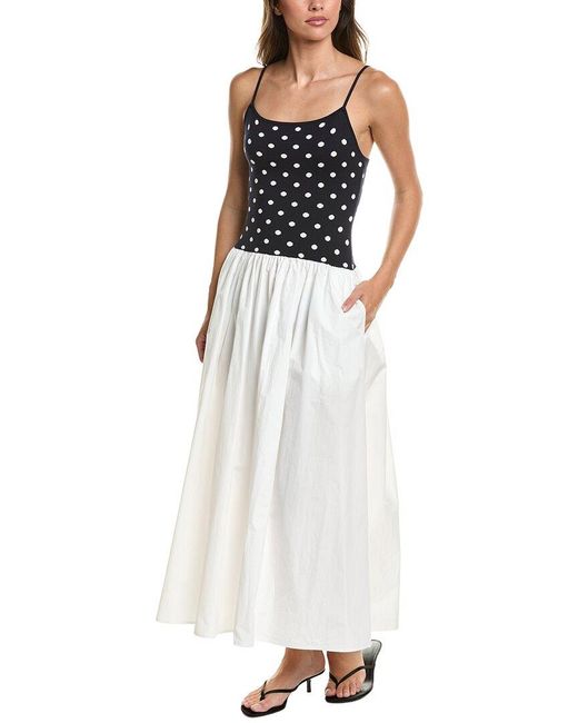 Toccin White Orielle Silk-Blend Midi Dress