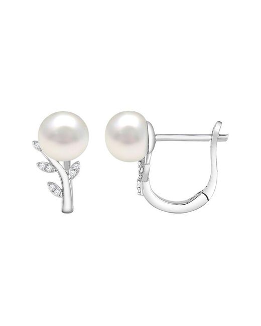 Pearls White Pearl & 7Mm Pearl Hoop Earrings