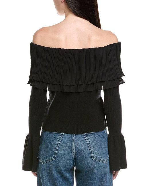 Madison Miles Black Off-The-Shoulder Top