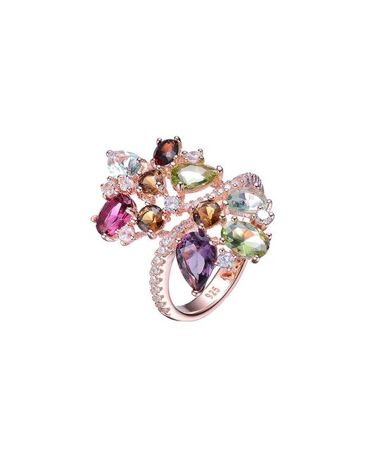 Genevive Jewelry White 14k Rose Gold Vermeil Ring