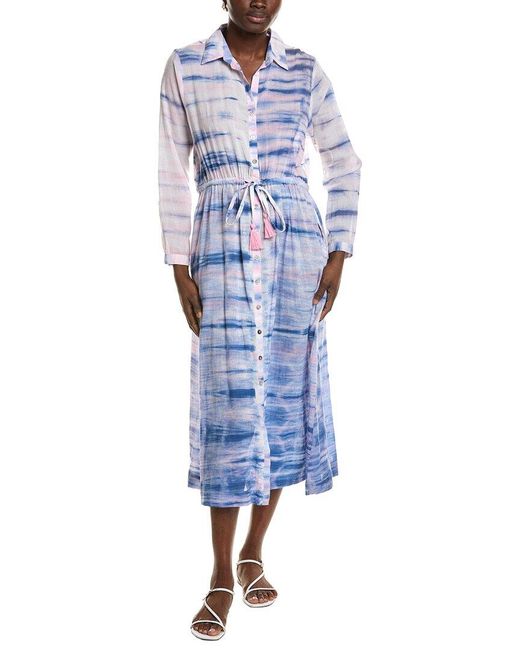 MER ST BARTH Blue Anais Shirtdress