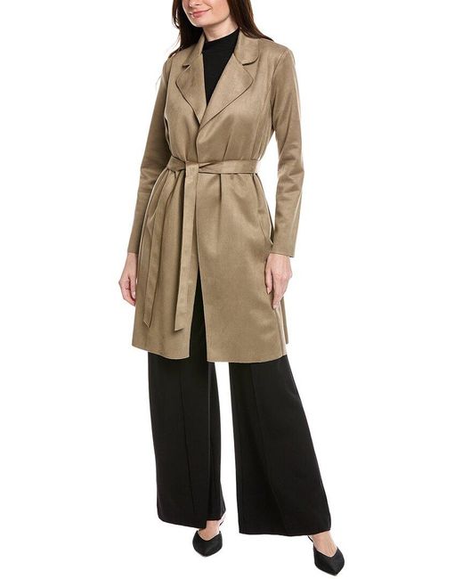 Joseph Ribkoff Natural Microsuede Waist-Tie Coat