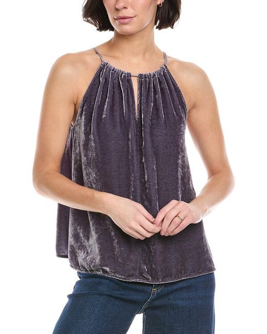 Velvet By Graham & Spencer Blue Aleah Silk-Blend Top