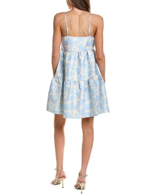 Endless Rose Blue Floral Jacquard Mini Dress