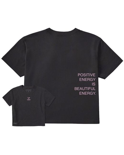 Life Is Good. Black Crusher Boxy Tee