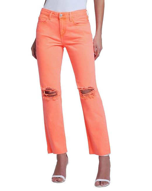 L'Agence Red Milana Low-Rise Stovepipe Pant