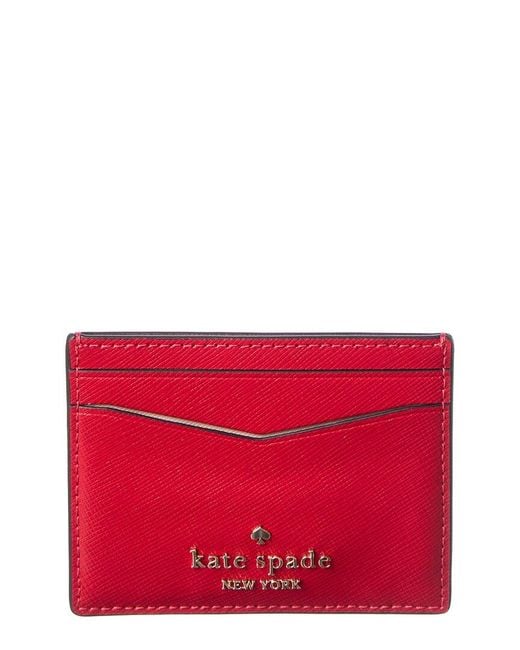 Kate Spade Red Staci Small Saffiano Leather Slim Card Holder