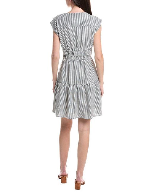 Julia Jordan Gray Poly Yarn Dye Stripe Mini Dress