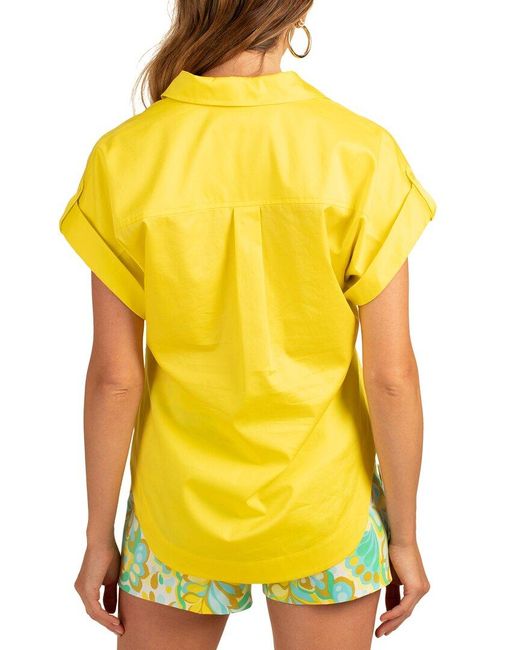 Trina Turk Yellow Simpatico Silk-blend Top