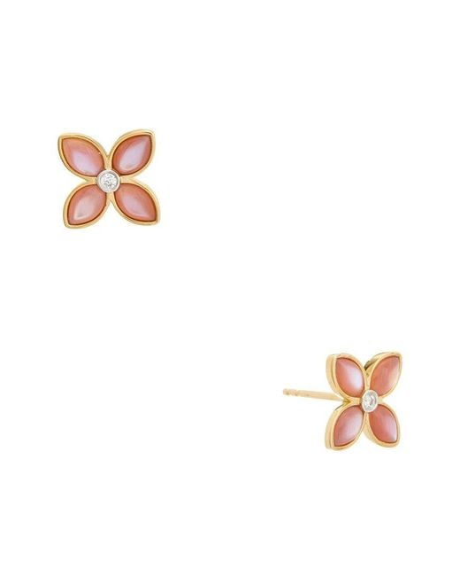 Maitre De Diamant White 18K 0.02 Ct. Tw. Diamond & Pearl Earrings