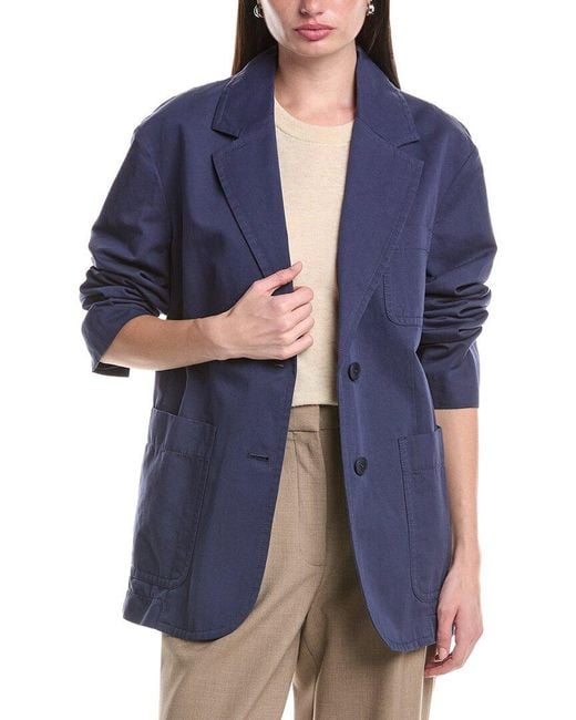 Max Mara Blue Linen-Blend Wells Jacket