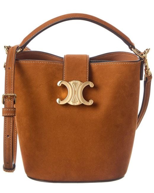Céline Brown Louise Mini Leather Bucket Bag