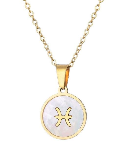 Adornia Metallic 18K Plated Mother-Of-Pearl Zodiac Aquarius Necklace