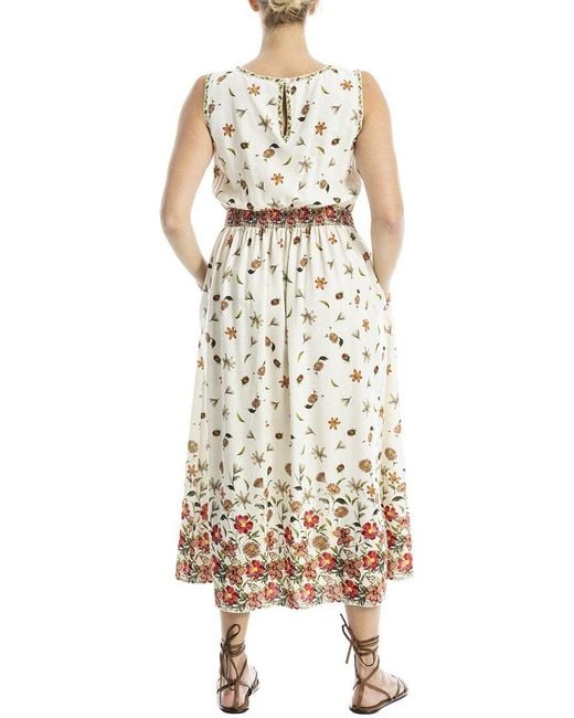 Max Studio Natural Boat Neck Linen-Blend Maxi Dress