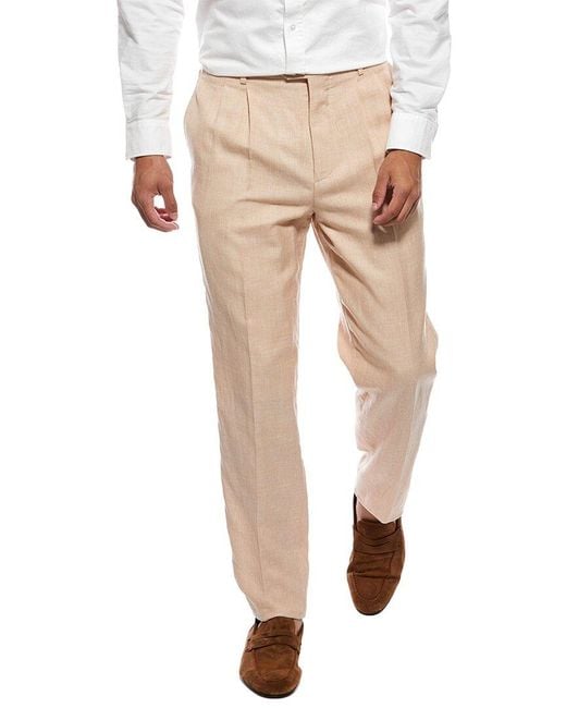 Brunello Cucinelli Natural Wool, Linen, & Silk-Blend Trouser for men