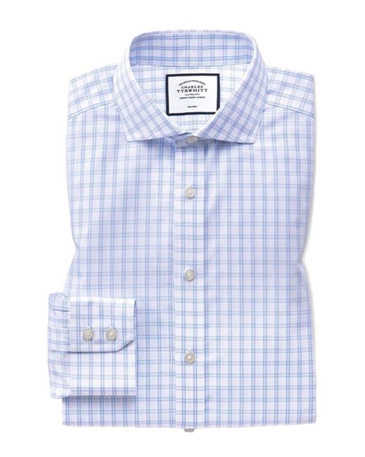 Charles Tyrwhitt Blue Non-Iron Natural Cool Poplin Shirt for men