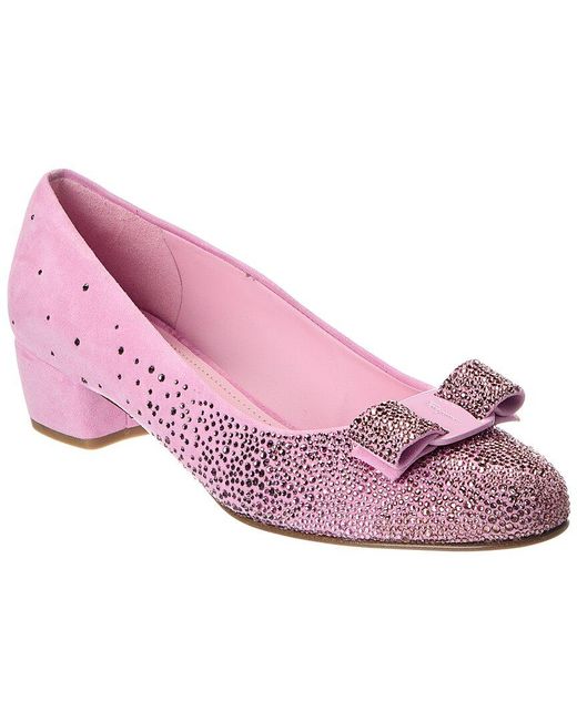 Ferragamo Pink Vara Suede Pump