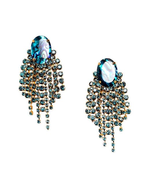 Elizabeth Cole Blue 24k Plated Dangle Earrings