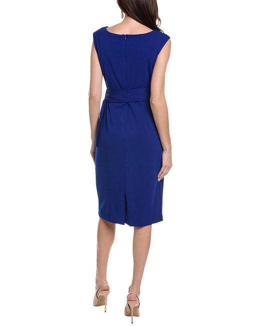 Tahari Blue Tie-waist Sheath Dress