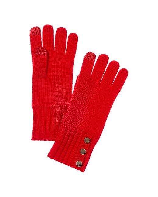 Bruno Magli Red Button Cuff Cashmere Gloves