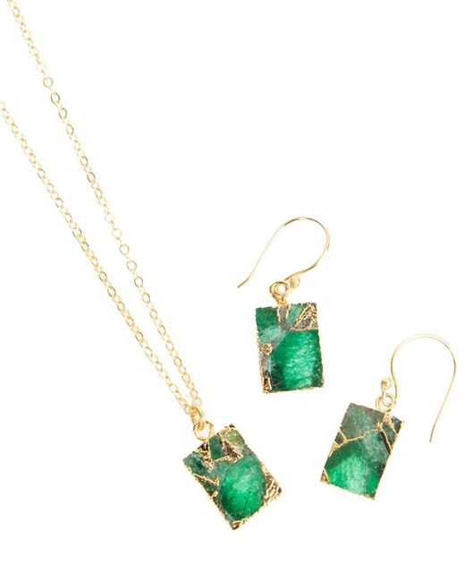Saachi Green 18k Plated Mojave Turquoise Necklace & Earrings Set