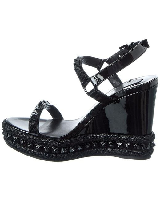Christian Louboutin Black Pyraclou 110 Patent Wedge Sandal