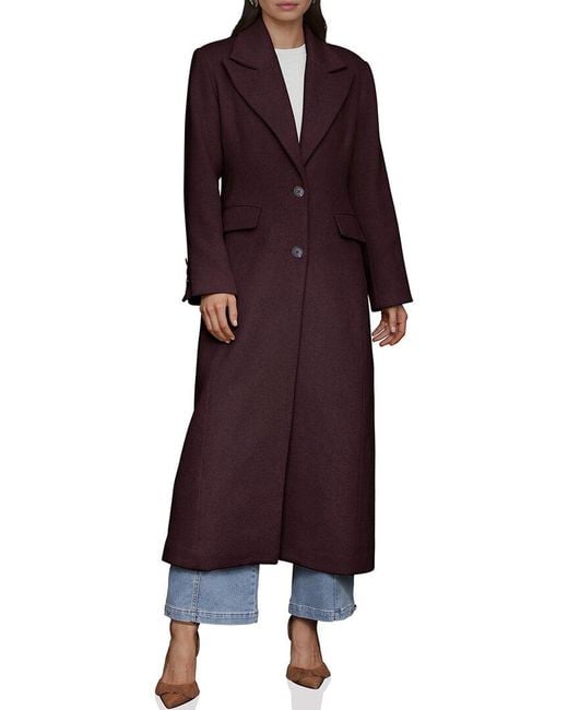 Avec Les Filles Purple Wide Shoulder Wool-Blend Tailored Coat