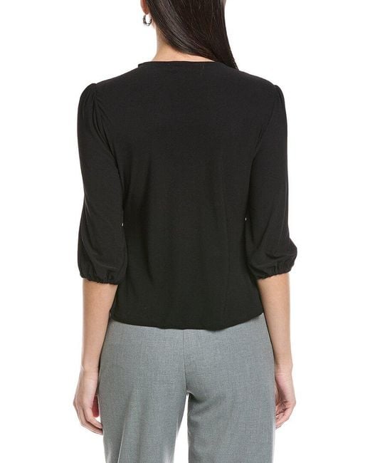 Cece Black Twist Keyhole 3/4-Sleeve Knit Top