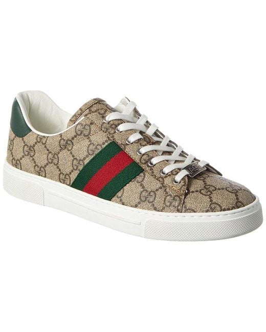 Gucci Natural Ace GG Supreme Canvas & Leather Sneaker
