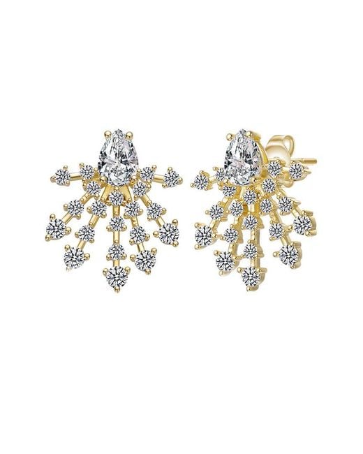 Genevive Jewelry White 14k Over Silver Cz Statement Earrings