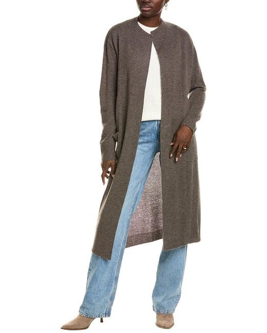 27 Miles Malibu Brown Floor Length Open Wool & Cashmere-Blend Cardigan