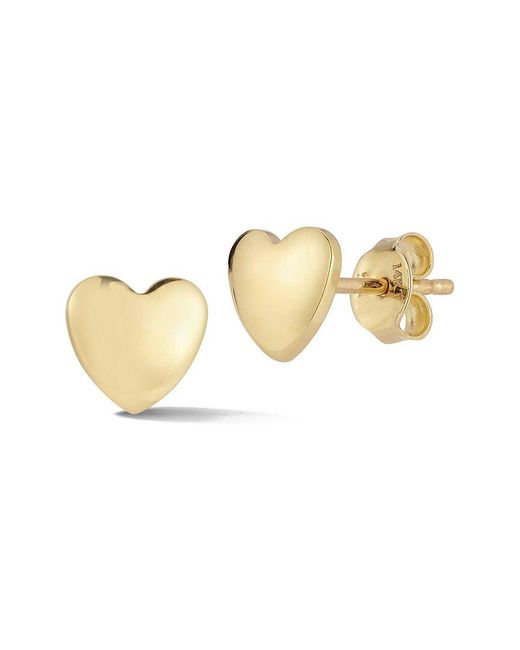 Ember Fine Jewelry Metallic 14k Curved Heart Studs