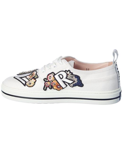 Roger Vivier White Call Me Vivier Patch Canvas Sneaker