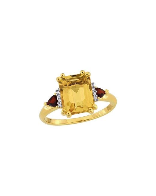 Rina Limor Metallic 3.44 Ct. Tw. Diamond & Citrine, Garnet Halo Ring