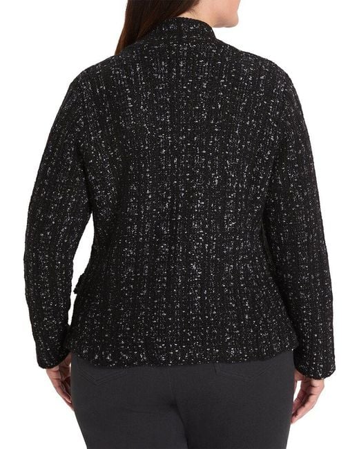NIC+ZOE Black Plus Metallic Grid Knit Jacket