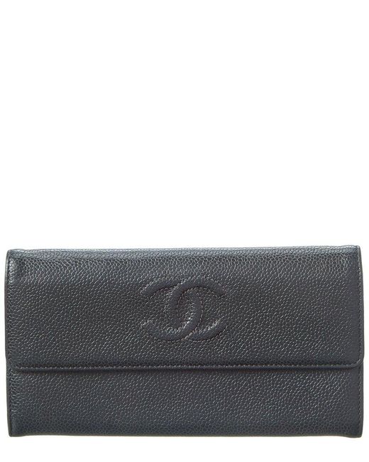 Chanel Gray Caviar Leather Cc Long Wallet (Authentic Pre-Owned)