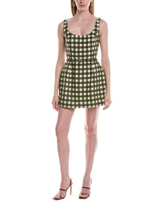 Oscar de la Renta Green Wool-Blend Mini Dress