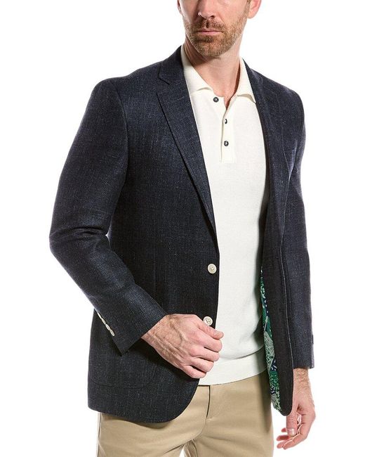 LINEN BLEND BLAZER, Blue