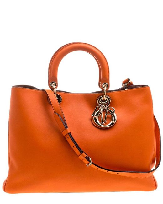 Dior Orange Leather Issimo Shopper Tote (Authentic Pre-Owned)