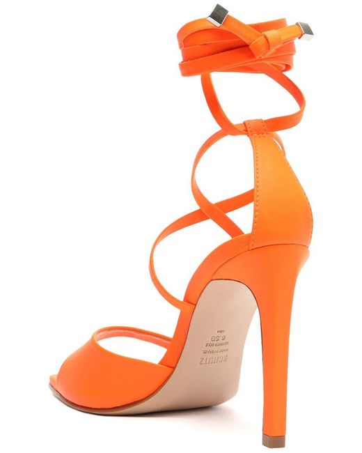 SCHUTZ SHOES Orange Bryce Leather-trim Sandal