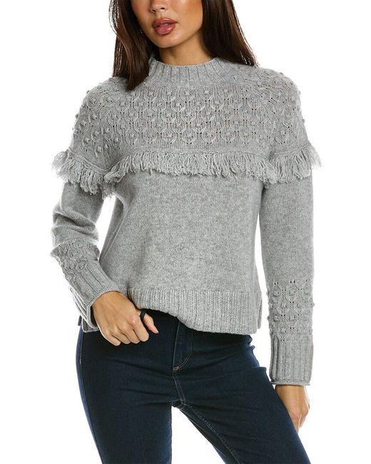 Hannah Rose Gray Rosebud Wool & Cashmere-blend Sweater