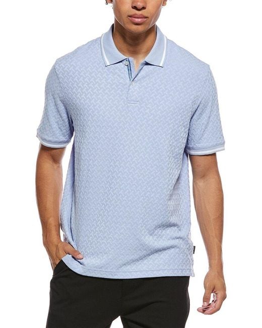 Ted Baker Blue Logo Jacquard Polo Shirt for men