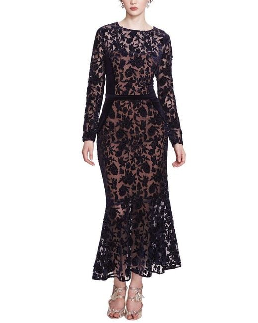 Marchesa Blue Midi Dress