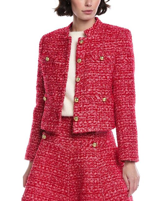 Stellah Red Wool-Blend Tweed Jacket